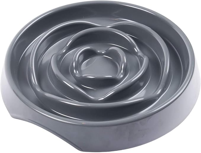 Messy Mutts Round Slow Feeder, 8 Inch, 1.75 Cup, Cool Grey | 8 Inch Round Silicone Puzzle Slow Feeder For Dogs And Cats, Holds 1.75 Cups, Dishwasher Safe