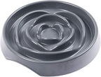 Messy Mutts Round Slow Feeder, 8 Inch, 1.75 Cup, Cool Grey | 8 Inch Round Silicone Puzzle Slow Feeder For Dogs And Cats, Holds 1.75 Cups, Dishwasher Safe