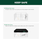 FXW Homeplus Indoor Dog Playpen with Mesh Top Cover, 24" H, 8 Panels | Calm Indoor Play Area, Cover Helps Deter Jump-Outs, for Puppies & Small Dogs, Patented