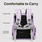 Cat Backpack Carrier for Small Dogs and Medium cat Puppy Kitten Bunny Pet Carrier Backpack Collapsible with Fully Ventilated Mesh with Safety Leash (Purple, 12.9" L x 10.62" W x 15.5" H - M)