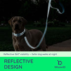 Airtag Dog Collar and Leash Set,Reflective Ultra-Durable Nylon Padded with QR Buckle & IP68 Waterproof Air Tag Holder Compatible for Apple AirTag, Comfortable for Small Medium Large Dogs (Blue Set,L)