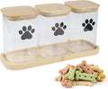 Morezi Dog Treat Container airtight Treats jar for countertop Closet Dog Food Storage 3 Jars with Tray Great for organizing pet Dogs Cats Birds Animal Food Treats Snack