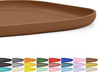 SMILOOL Small Silicone Pet Food Mat with Raised Edge for Food and Water Bowl, Square Dog Feeding Mats, Cat Food Trays for Floor Waterproof, Rubber Tray for Dogs and Cats, 12 x 12 x 0.7 Brown