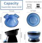 Nihow Dog Food & Water Bowls: Elevated Ceramic Bowls for Medium/Small Dog | Food Safe Raised Puppy Bowls - Vivid Blue Pet Bowl for Protecting Pet's Spine (Set of 2)