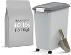 IRIS USA Dog Food Storage Container, Up to 40 lbs, Gray/Dark Gray | Made in USA, Comes with Wheels & 2-Cup Scoop, Airtight Seal, BPA-Free, Bird Seed, Cat food, Cat Litter, Treats, Pellets