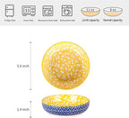 Selamica Ceramic Cat Food Bowl Set of 4, 5.6 Inch Wide Shallow Cat Bowls/Dishes for Food and Water, Assorted Colors