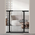 Fairy Baby 38" Extra Tall Baby Gate for Stairs Doorways, Fits Openings 29.5" to 40.5" Wide, Auto Close Extra Wide Dog Gate Indoor for House, Metal Pressure Mounted Safety Child Gate for Pets, Black