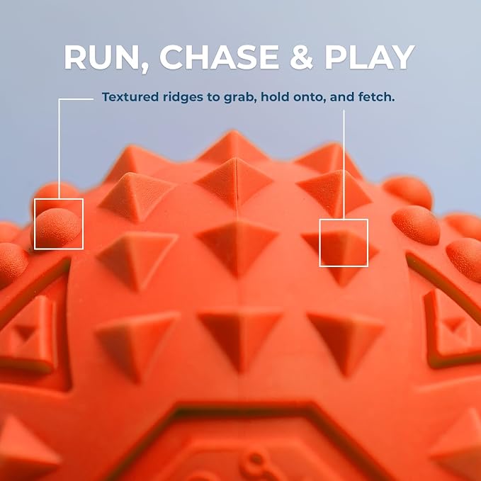 Best Pet Supplies Interactive Squeaky Dog Chew Toy, Ideal Dog Toys for Chewers, Small, Medium & Large Dogs, and Fetch Lovers - Spiky Ball (Blue, Orange), Large 3.5"