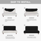 Easy-Going 100% Waterproof Futon Cover, Stretch Futon Slipcover Large | Dual Waterproof Armless Futon Couch Cover, Leakproof Sofa Bed Furniture Protector for Kids Pets Dog Cat, Black