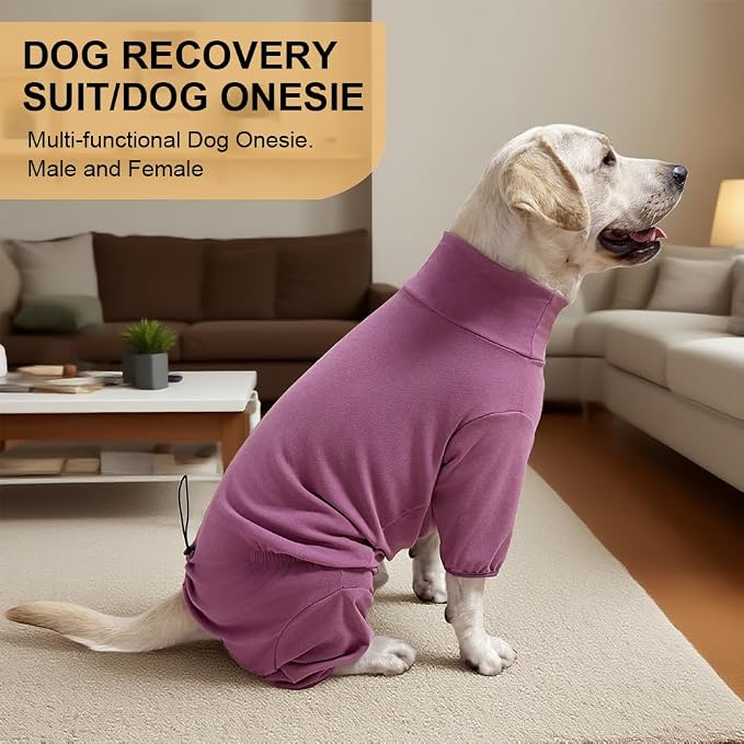 Dog Pyjamas PJS Sweater Clothes and Home Clothing Suitable for Small to Medium Breeds of Dogs, Dog Neutering Suits, Extra-Large Stretch Fabric, Four-Legged Clothes(Thickened Red, L)