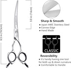 HASHIMOTO Curved Dog Grooming Scissors, 6.5 inch, Trimming Face and Paws. | Sharp, lightweight, 440C Stainless Steel, 30 Degree of Curved Blade