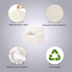 H.VERSAILTEX Armchair Cover Stretching Skid Resistance Couch Cover for Dogs Washable, Thick and Durable Soft High Spandex Jacquard Sofa Covers, Form Fitted Chair Slipcover(Armchair 31"-40", Ivory)