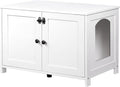 HOOBRO Litter Box Enclosure, Cat Litter Box Furniture with Removable Divider, Large Hidden Litter Box Furniture, Wooden Cat House, End Side Table, 31" L x 17.5" W x 19.7" H, White WT03MW01G2