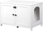 HOOBRO Litter Box Enclosure, Cat Litter Box Furniture with Removable Divider, Large Hidden Litter Box Furniture, Wooden Cat House, End Side Table, 31" L x 17.5" W x 19.7" H, White WT03MW01G2