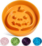 LE TAUCI Ceramic Slow Feeder Dog Bowls Small Breed, 0.6 Cups Dog Food Dish for Fast Eaters, Puzzle Bowl for Dogs and Cats,Pumpkin Orange