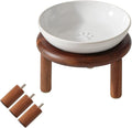 Havniva Elevated Cat Bowls, Ceramic Cat Bowl with Wood Stand, Wide Opening | 5.7” Raised Cat Food Bowls, Whisker Friendly Cat Dish, Anti-Slip Cat Water Bowls, Shallow Cat Bowls, Cat Food & Water Bowl