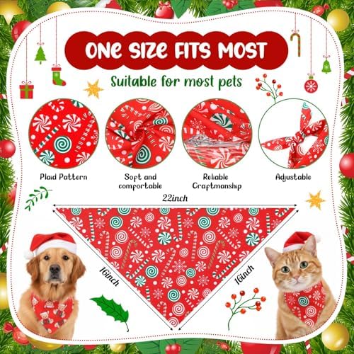 Geyoga 240 Pcs Christmas Dog Bandanas Bulk Xmas Pet Bibs Triangle Scarf - Image 2