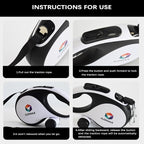ILOMAX 360° Tangle-Free Retractable Dog Leash Built-in Waste Bag Dispenser Under Handle 2 Rolls Poop Bags Included Heavy Duty Tape Leash for Dogs up to 30kg Carry Pouch Included.16ft (White, L)