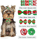 PET SHOW 100pcs/Pack Christmas Small Dog Hair Bows + Dog Bowties + Puppies Collar Flowers Attachment Grooming Set for Holiday Parties Costumes Accessores - Image 2
