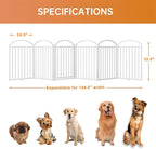 SNUOWU 6 Panels Full Matel Freestanding Dog Gates with Door, 144"Extra Wide 32"Tall Free Standing Dog Pet Gate for Indoor & Outdoor. Foldable Pet Fences for Doorways, House, Stairs, Porch, Deck, Yard