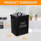 Cat Food Storage Container Farmhouse Pet Food Storage Containers with Lid and Scoop, Perfect Vintage Canister Treats Tin for Kitchen Countertop, Shelf, Great Gift for Pet Owners - Cat Food - Black