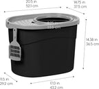 IRIS USA Large Top Entry Cat Litter Box, Hooded Privacy, Black/Gray | Multi-Cat Households, Protected Interior, Enclosed Top Access, Dog Proof Pan, Reduced Tracking, Odor Trapping