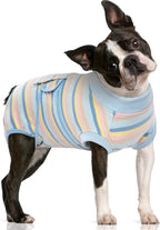 FUAMEY Dog Surgery Recovery Suit, Surgical Suit for Dogs Onesie for Surgery | Cone Alternative after Surgery, Abdominal Wound Protector, Onesie for Dogs after Surgery Spay Neuter, Blue Yellow Stripes M