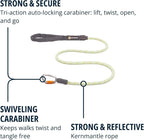 Ruffwear, Knot‑a‑Leash, Climbing‑Inspired Rope Leash, 5 ft Reflective Rope, Secure Auto‑Locking Swivel Carabiner, Tubular Handle, Accessory Loop for Pick‑Up Bags, Moss Green, Large