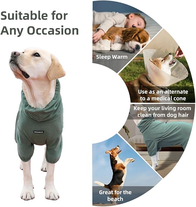 Dog Pajamas for Large Dogs,Extra Large Stretch, Suitable for Adult, Medium-Sized Dogs, Large Pet Jumpsuit Four-Legged Dog Clothes, Pet Clothing. (Green Color, 4XL)