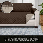 Sofa Shield® Couch Sectional Covers for Dogs, Reversible Furniture Protector with Strap, Stain and Tear Resistant Cushion Cover, 30x30 inch Seat, Machine Washable Slipcover Pets, Chocolate Beige