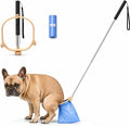 Pooper Scooper for Dogs, Hands-Free Pet Waste Pickup Tool, Foldable 8 Inch Design with 32 Inch Extendable Handle, Stainless Steel Rod, Includes 15 Bags for Yard, Walks and Travel