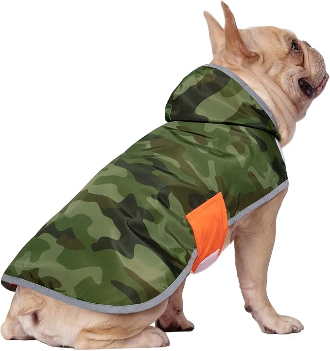HDE Reversible Hooded Dog Raincoat Slicker Poncho for Small Medium Large Dogs - Camo Orange - S - Polyester