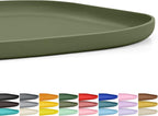 Small Silicone Pet Food Mat with Raised Edge for Food and Water Bowl, Square Dog Feeding Mats, Cat Food Trays for Floor Waterproof, Rubber Tray for Dogs and Cats, 12 x 12 x 0.7 Light Olive Green