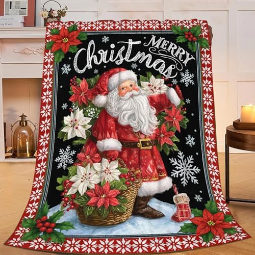Santa Claus Blanket for Girls Women Boys Men Adults Kids Soft Cozy Fleece Merry Christmas Throw Blankets Gifts Warm Flannel Plush Lightweight Decor for Couch Bed Sofa 60"X50" by Unknown