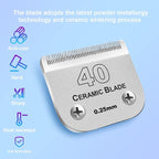 40# Detachable Dog Blades Compatible with Andis/Oster A5 Grooming | Compatible with wahl km10 dog clipper,Cut Length 1/100"(0.25mm),Made of Ceramic Blade & Stainless Steel Blade
