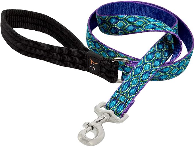 LupinePet Originals 1" Rain Song 4-Foot Padded Handle Leash for Medium and Larger Dogs