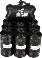 Downtown Pet Supply Poop Bags for Dogs with Dispenser, 220 Count - Leak-Proof Dog Waste Bags and Bone-Shaped Dog Poop Bags Holder for Leash - Black with Paw Prints, 12.5" x 8.5"