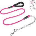 HOMIMP Chew Proof Dog Leash for Medium Large Dogs, Reflective 6 FT Heavy Duty Metal Chain Dog Leashes with Soft Padded Handle, Anti Bite Durable Rope Leashes for Pitbull, Non Chewable