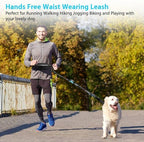 Uppetly Hands Free Dog Running Leash with Adjustable Waist Belt, Dual Handle Elastic Bungees Retractable Rope for Medium and Large Dogs, Reflective Stitches for Walking Hiking Biking (Large, 25-120lb)
