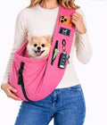 Pet Sling Carrier for Small Dogs and Cats 5-20lbs, Dog Sling with Adjustable Depth, Breathable Air Mesh Puppy Travel Bag, Water Resistant Fabric, Double Safety Leash, Machine Washable,Fuchsia