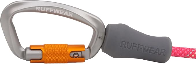 Ruffwear, Knot‑a‑Leash, Climbing‑Inspired Rope Leash, 5 ft Reflective Rope, Secure Auto‑Locking Swivel Carabiner, Tubular Handle, Accessory Loop for Pick‑Up Bags, Pink, Large