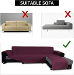 Easy-Going Reversible L-Shape Sectional Couch Cover, Large, Wine/Wine | Soft Sofa Slipcover For Dogs, Fits Left/Right Chaise Lounge Protector, Water Resistant Mat For Living Room