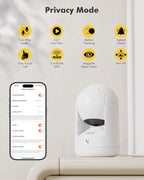 Dzees 2K Indoor Security Cameras, 360° WiFi Pet Camera, 4-Pack | Phone app, 5GHz and 2.4GHz WiFi, wired design, 2-way audio, motion tracking, night vision