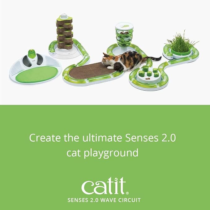 Catit Senses 2.0 Wave Circuit Interactive Cat Toy - 8-Piece | Closed-Track Ball Toy for All Breed Sizes
