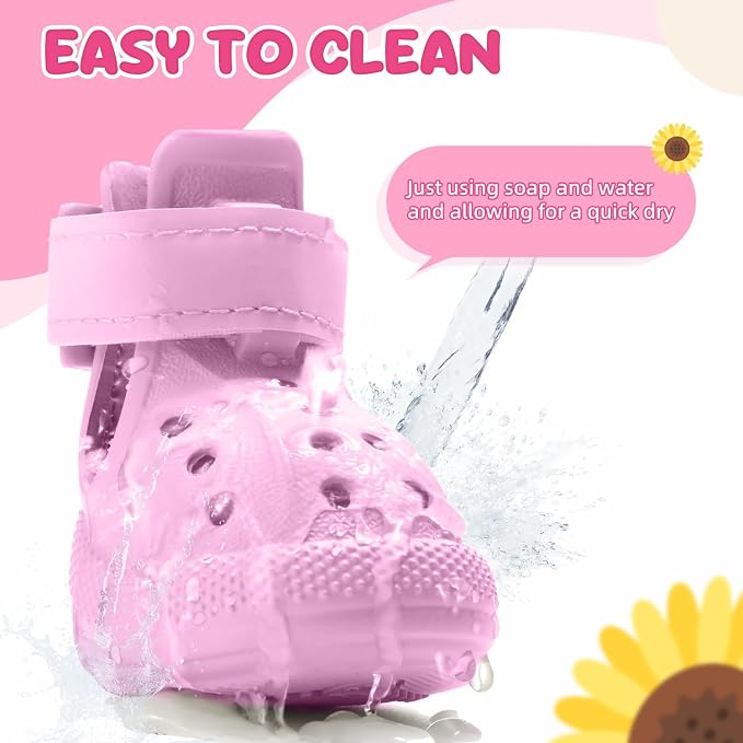 Nasjac Dog Shoes for Hot Pavement - Breathable Dog Sandals with Non Slip Soles & Reflective Straps, Easy ON & Off, Easy-Clean Summer Outdoor Pet Boots for Small Medium Large Dogs, Pink, 9