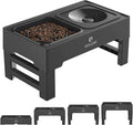 ELS PET Adjustable Elevated Dog Bowls, No Spill Water Bowl and Slow Feeder | Adjustable Height 3 to 11 Inch, Small, Medium, Large Dog, Slow Feeder Insert, No Spill Water Bowl, Anti-Slip Feet, Removable