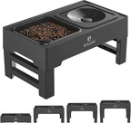 ELS PET Adjustable Elevated Dog Bowls, No Spill Water Bowl and Slow Feeder | Adjustable Height 3 to 11 Inch, Small, Medium, Large Dog, Slow Feeder Insert, No Spill Water Bowl, Anti-Slip Feet, Removable