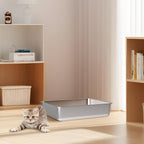 Stainless Steel Litter Box,Metal Cat Litter Box for Kitten | 17.7" L x 13.77" W x 4" H Metal Litterbox for Elderly Cats,Non Stick, No Smell, Easy Entry,Easy to Clean