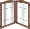 unipaws 44" Wide and 31.5" Height Dog Gate and Extension Kit, Free Standing | Wooden Pet Gates for Stairs, Doorway, Indoor Safety Fence for Dogs, Walnut