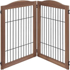 unipaws 44" Wide and 31.5" Height Dog Gate and Extension Kit, Free Standing | Wooden Pet Gates for Stairs, Doorway, Indoor Safety Fence for Dogs, Walnut